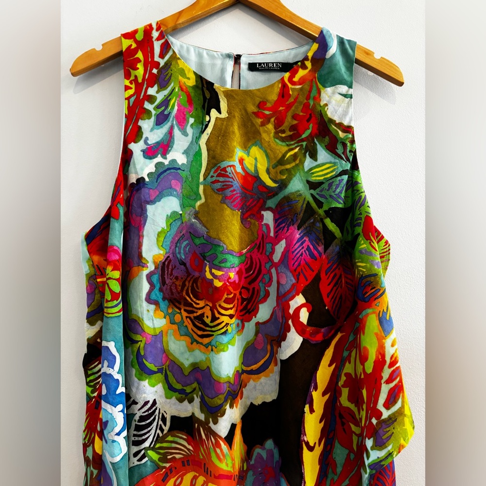 Lauren Ralph Lauren Sleeveless Chiffon Asymmetrical Drape Size 16 - Picture 3 of 6